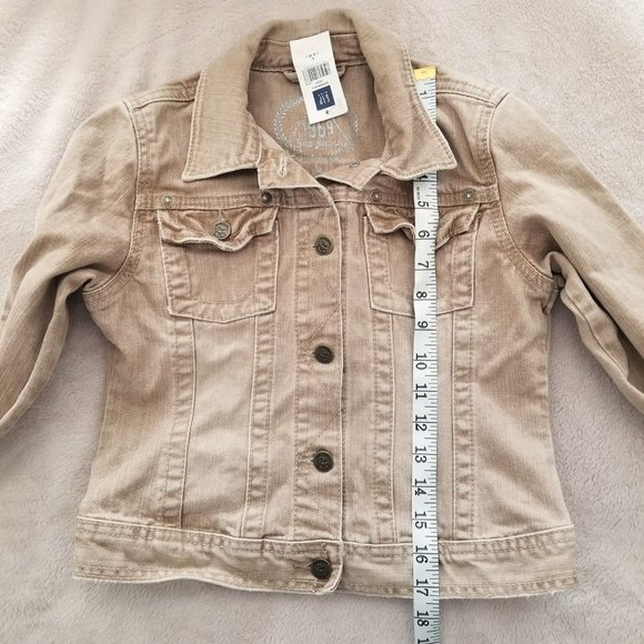 Girls GAP KIDS Youth L(10) Beige Tan Denim Button-Up Long Sleeve Jacket Pockets - Picture 11 of 13